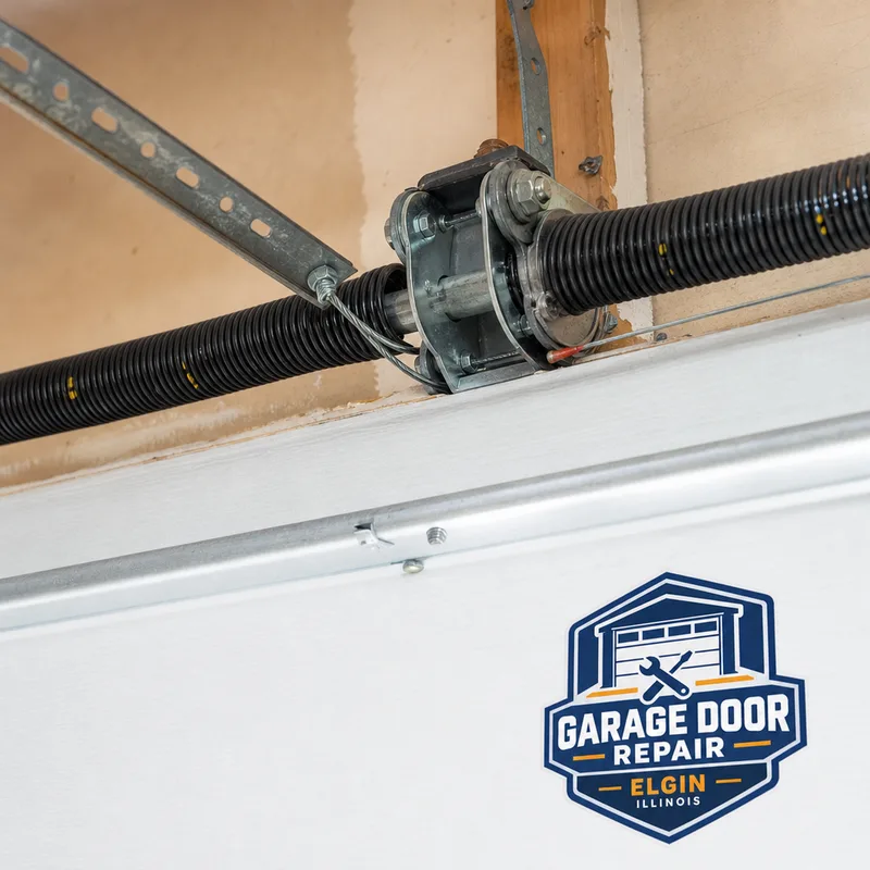Properly installed torsion spring assembly with cable drums and neatly routed lift cables